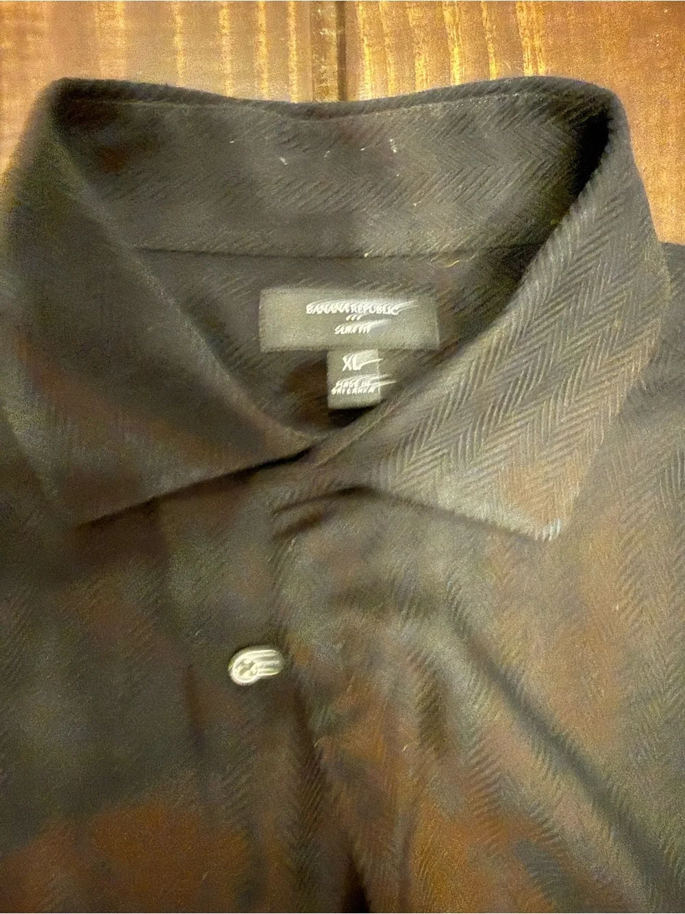 Banana Republic Black Long-Sleeve Button-Up Dress Shirt
